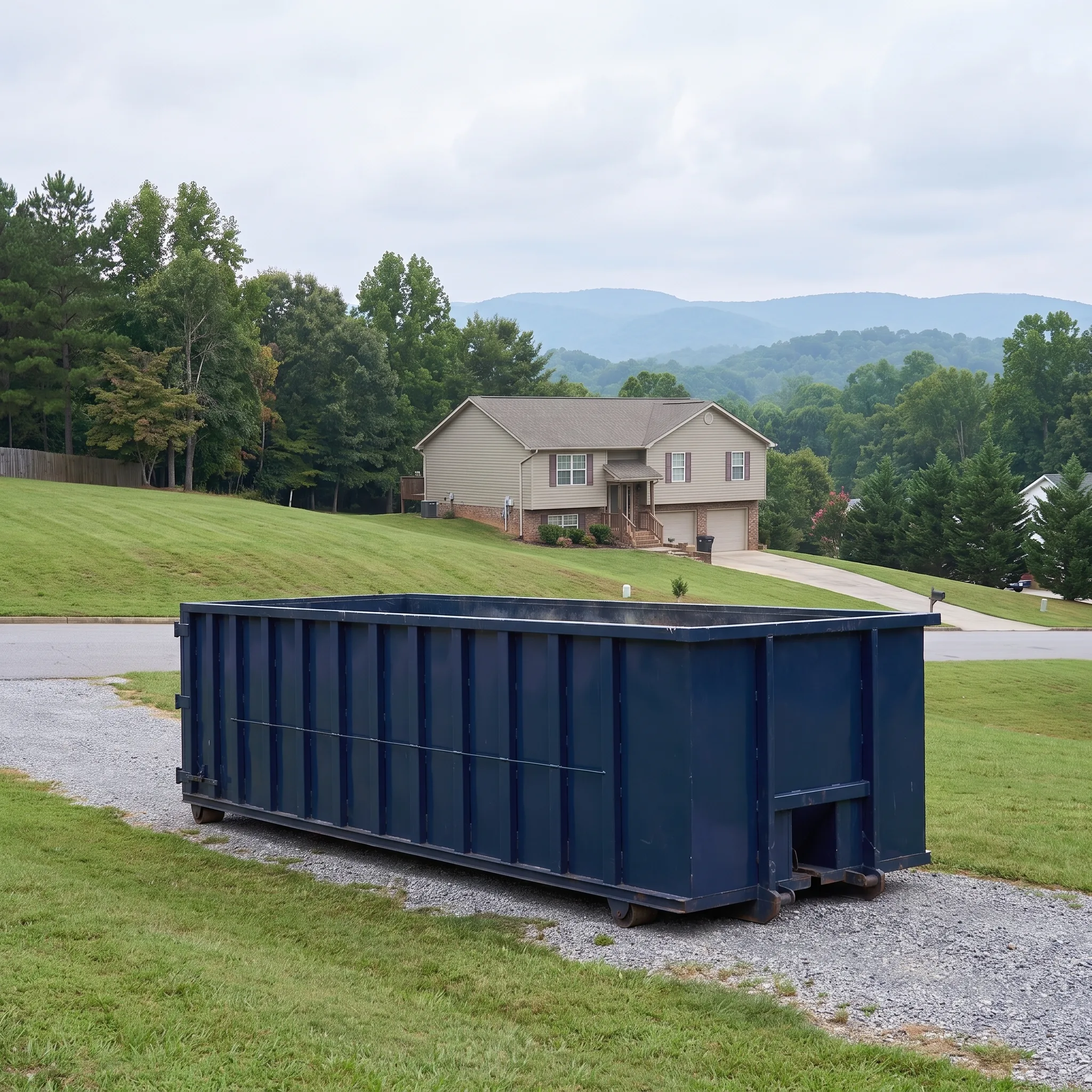 Roll-off dumpster on a Kentucky job site