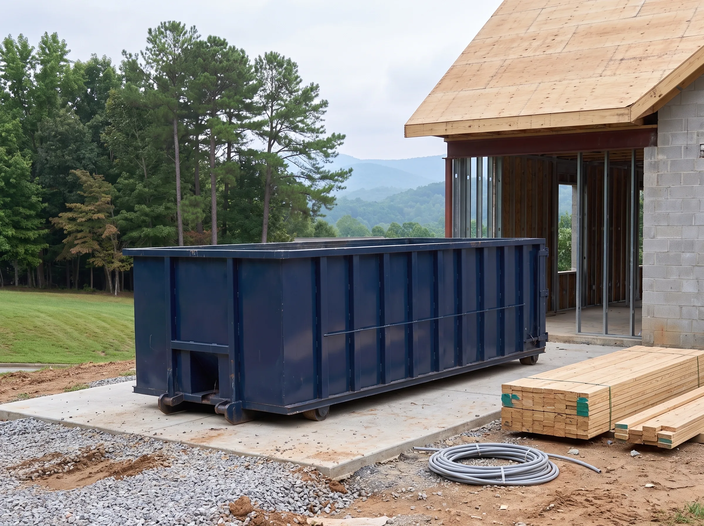 Roll-off dumpster being loaded in Kentucky